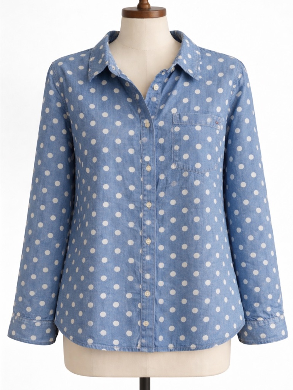 Tommy Hilfiger Blue and White Polka Dot Shirt
